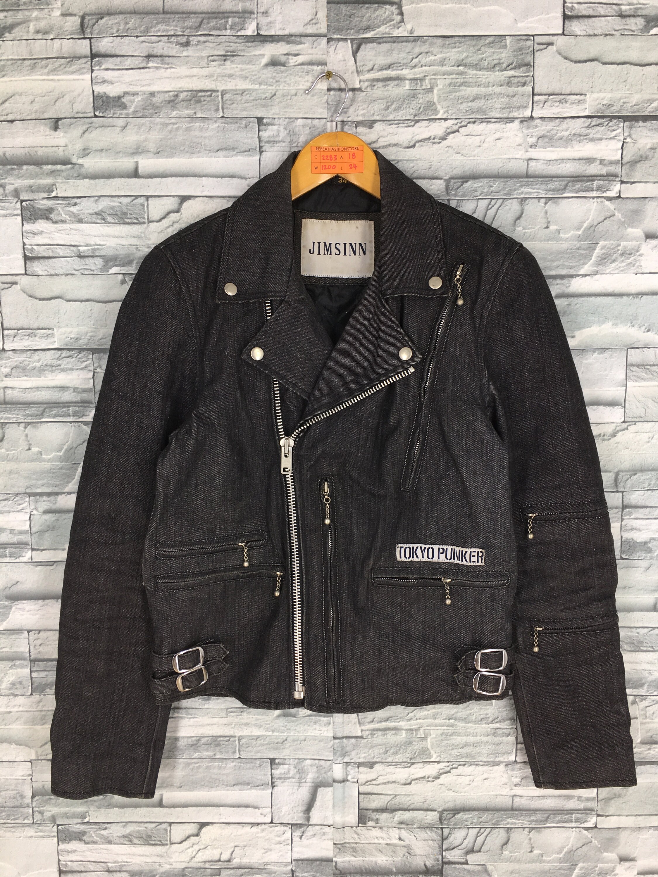 Vintage JIMSINN Denim Jacket Small Herringbone Twill Denim - Etsy
