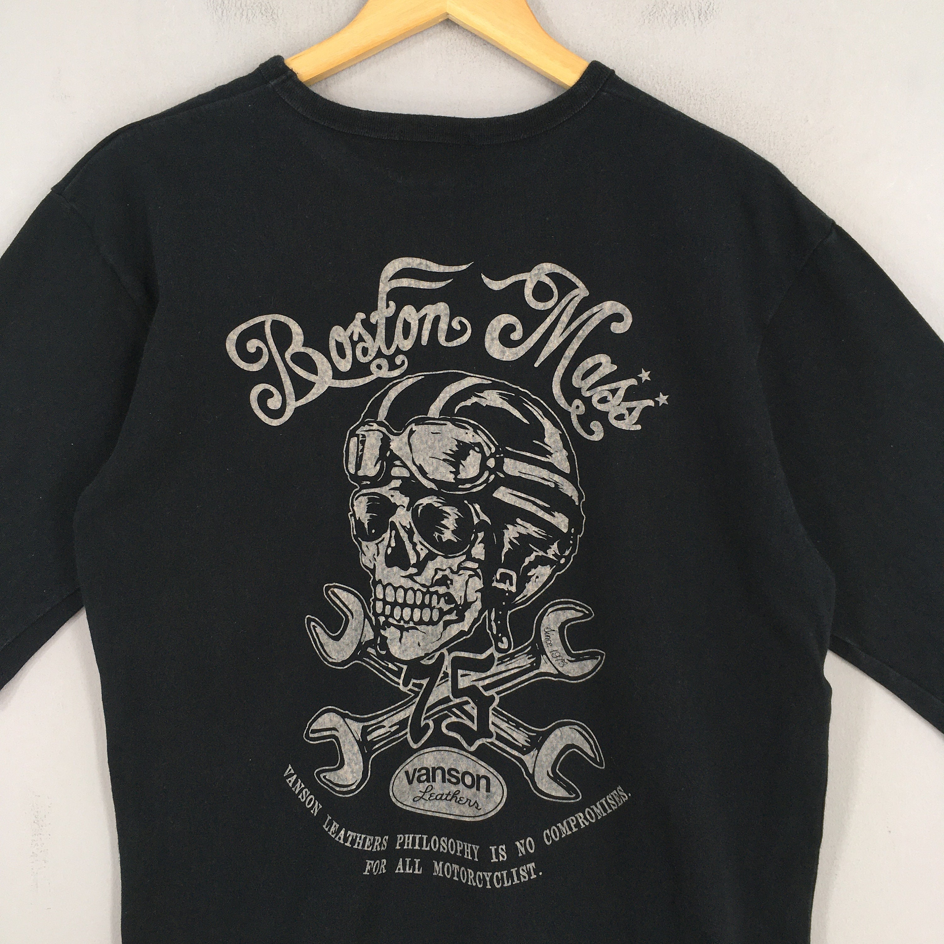 トップス Vanson skull back design tee Vintage 90's Vanson Leather Skull Works Motorcycles Biker