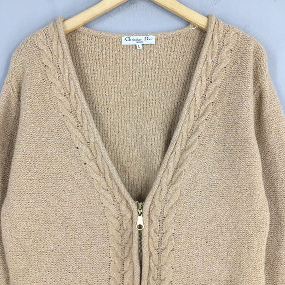 Vintage 90s Christian Dior Sports Knit Cardigan Wool Jacket Large