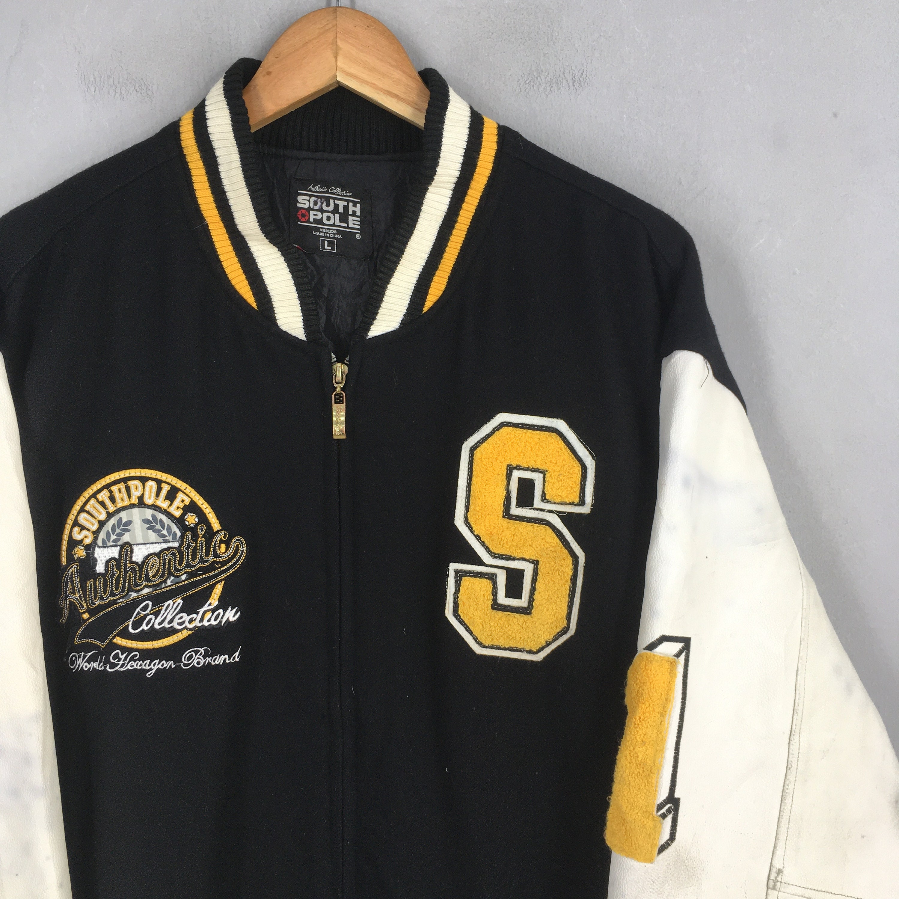 Vintage 80s South Pole Varsity Leather Jacket Large Wool Vintage 80s South Pole Varsity Leather Jacket Large Wool