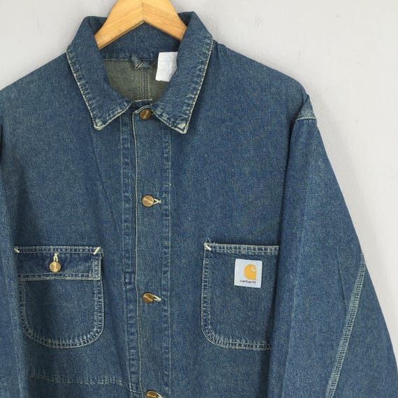 Vintage 80s Carhartt Michigan Denim Chore Workers Jacket Xlarge