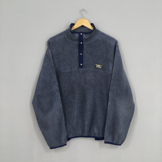 Vintage LL Bean Fleece Gray Sweater Large 90s LL B