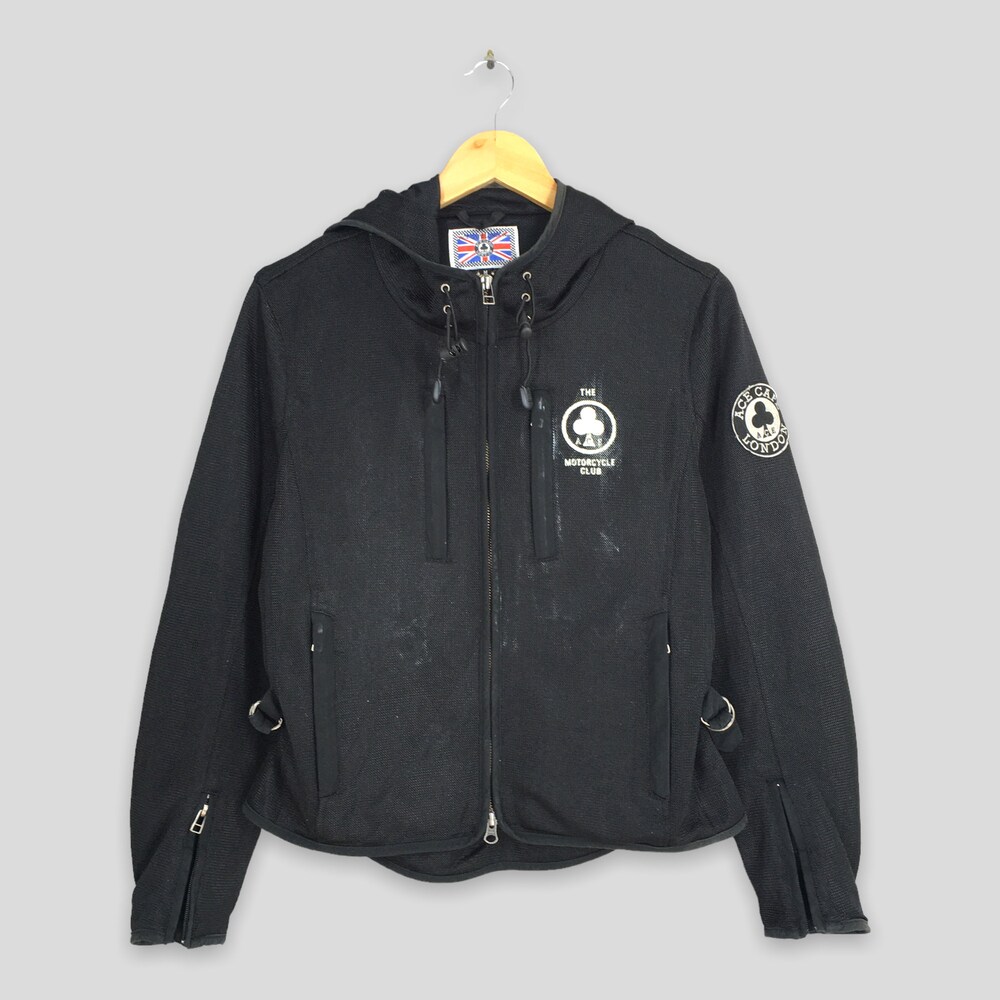 Peckshirt Custom Vintage 90'S Ace Motorcycle Club Hoodie Black Jacket Medium Ace Riders Jacket Harley Bikers Mesh Jacket Size M