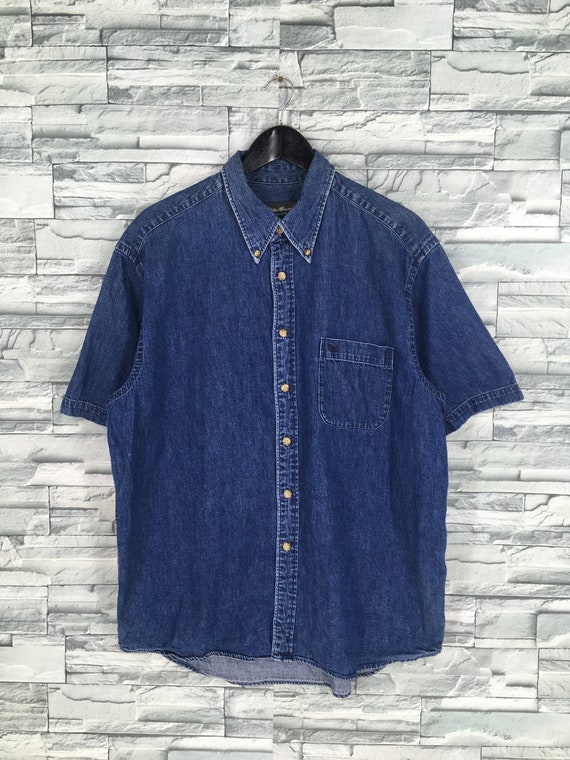 Vintage Eddie Bauer Denim Shirt Large 