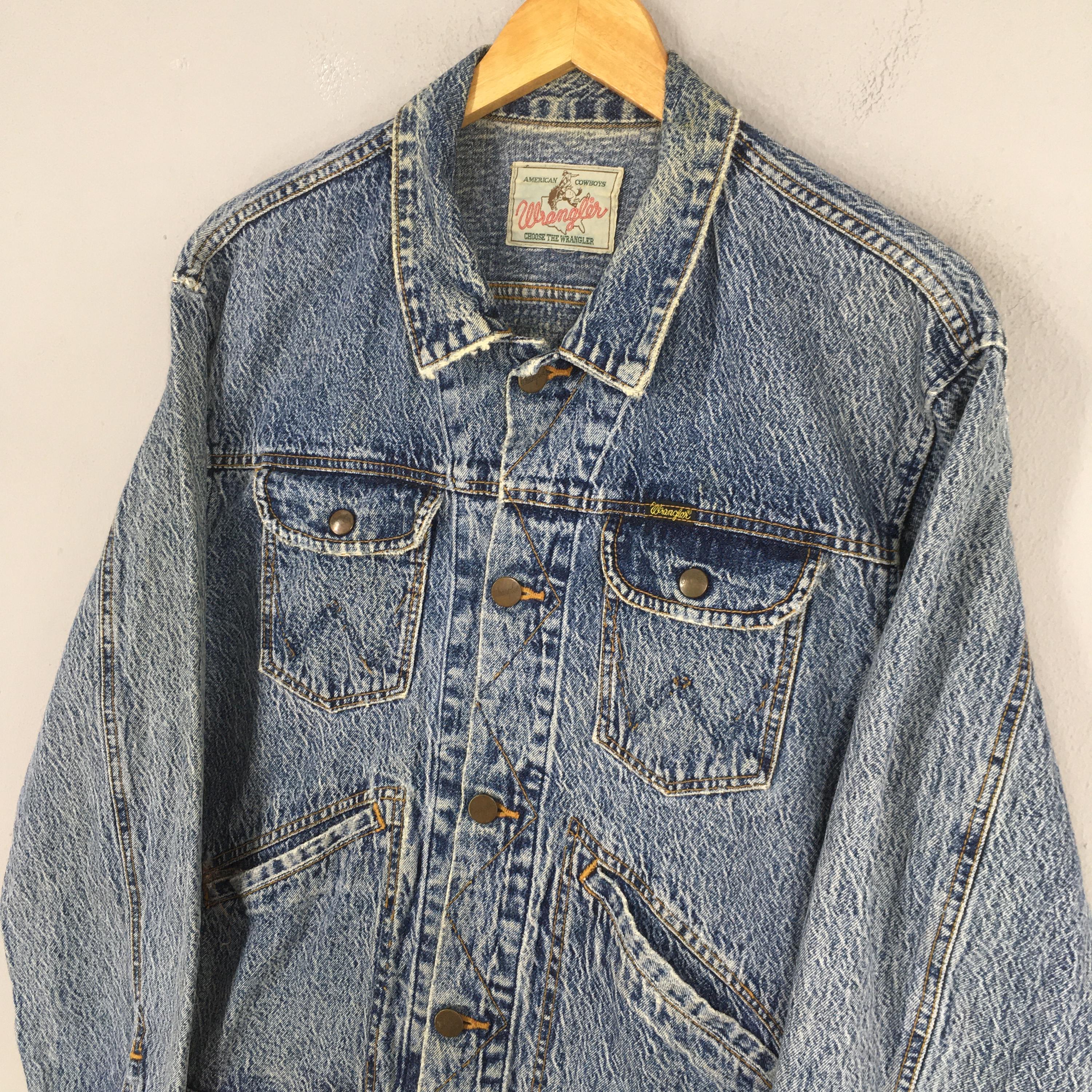 Vintage 90s Wrangler 124MJ Denim Trucker Jacket Medium 1980s