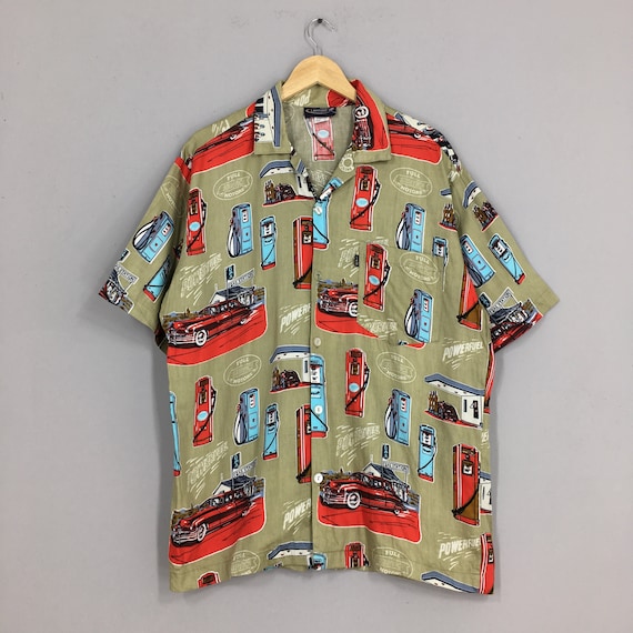 Hawaii Aloha Shirt Men Large Vintage 90s Fuel Petrol Pump - Etsy