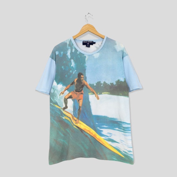 Vintage 90s Polo Sport Surfing Wave Ocean Tshirt Large Polo Rlpc