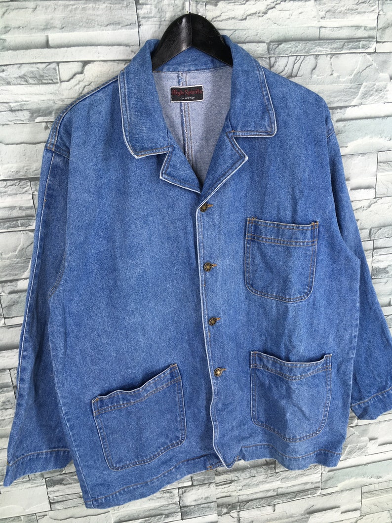 Vintage 1980s Denim Jeans Jacket Labour Medium American Style | Etsy