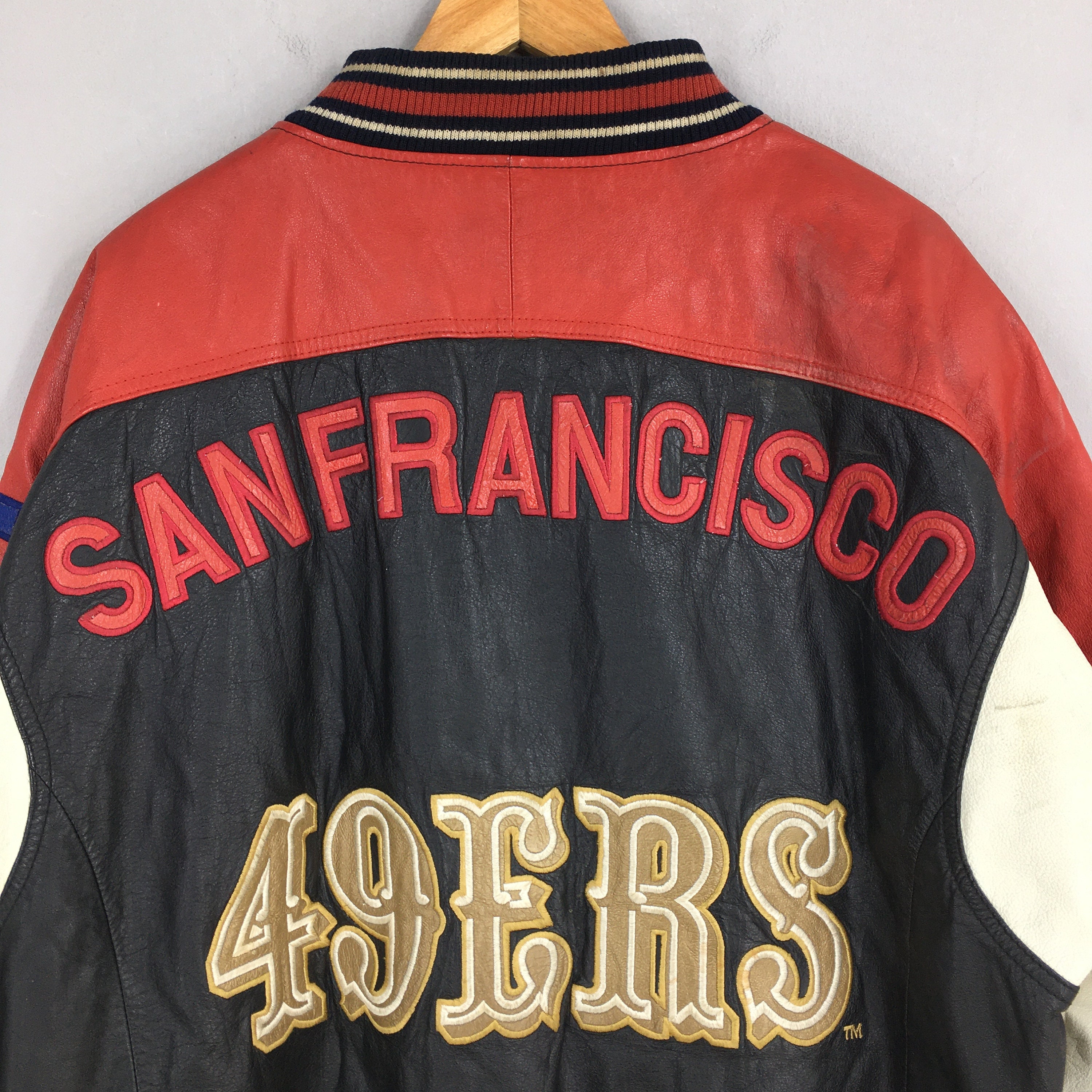 Vintage 90s San Francisco 49ERS Gold Bomber Leather Jacket Vintage 90s San Francisco 49ERS Gold Bomber Leather Jacket