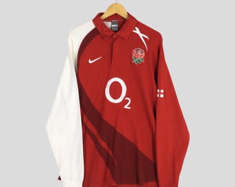 Vintage Y2K Nike O2 Anglia Rugby Koszulka Czarna Polo Rugby