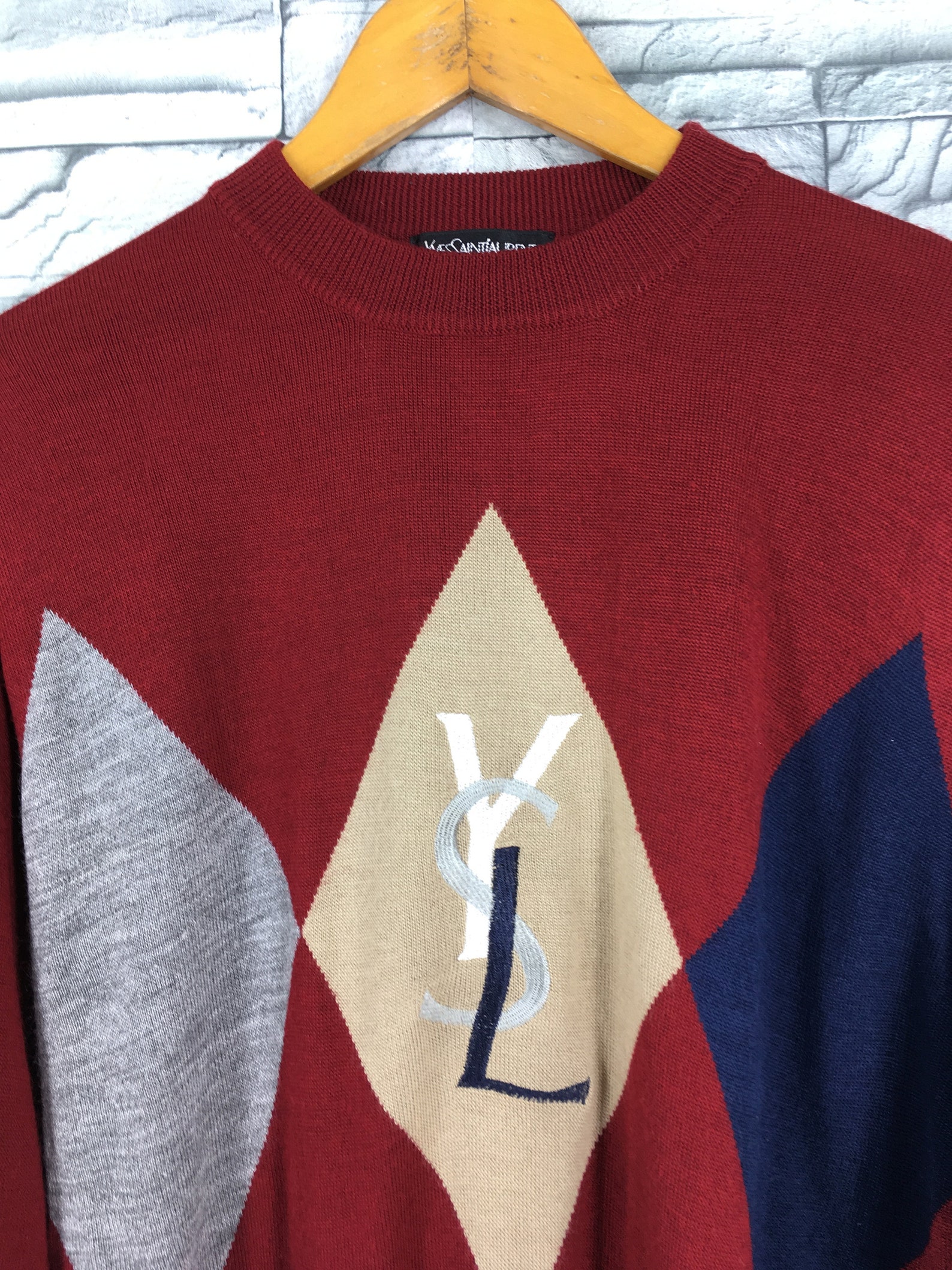 Vintage YSL Yves Saint Laurent Sweatshirt Medium 90s Ysl Red | Etsy