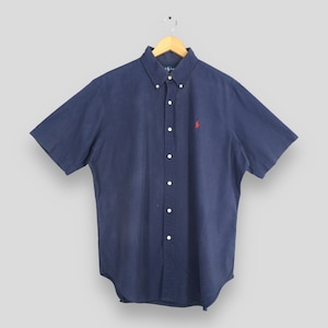 Vintage Ralph Lauren Blue Casual Button Up Shirt Large Polo Ralph Lauren Plain Formal Oxfords Polo Pony Buttondown Classic Fit Shirt Size L