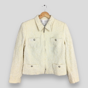 Vintage Escada Margaretha Ley Blazer Italy Wool Jacket Small Escada Winter Knit Wear Designer Escada Italy Faux Fur Zipper Coat Size 38