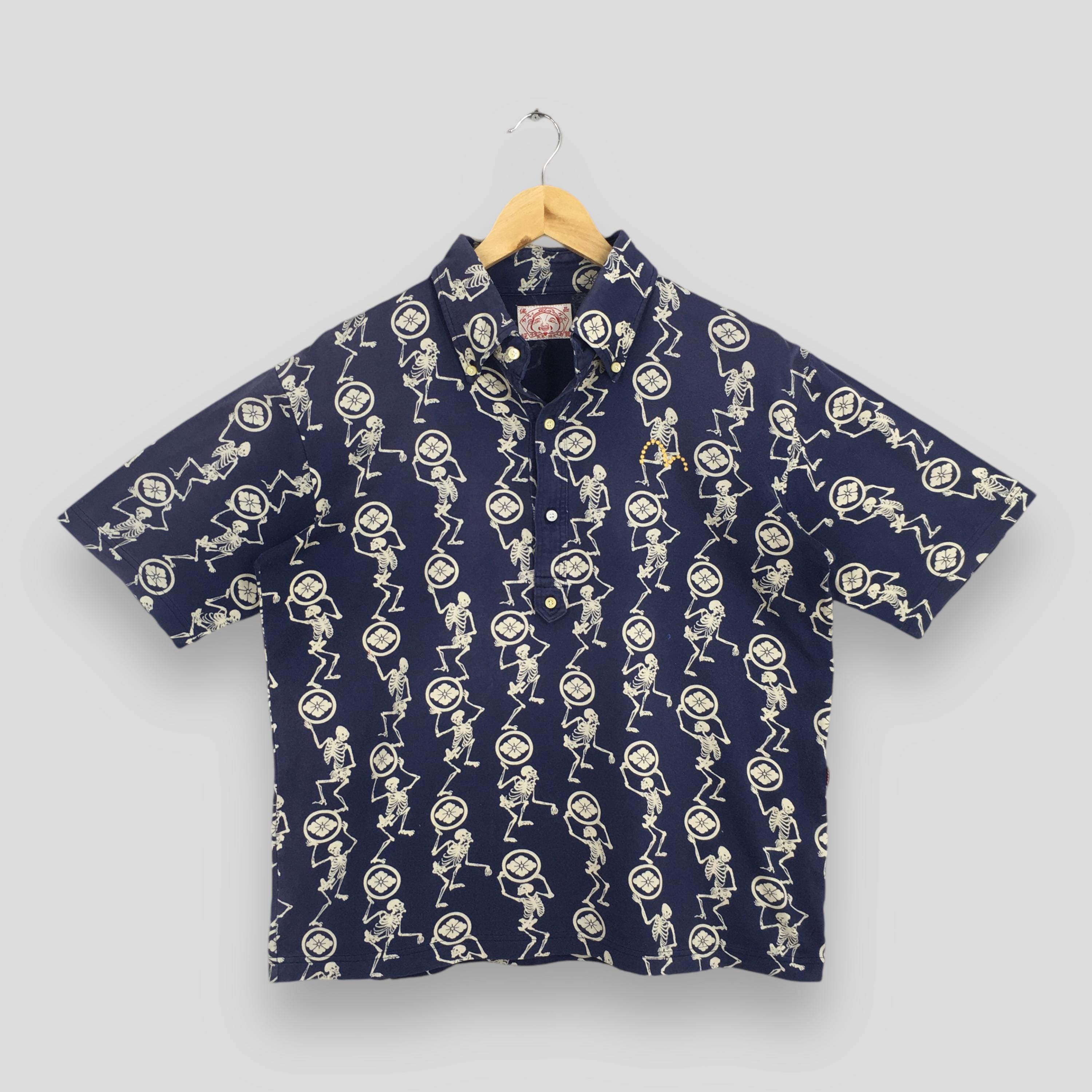 Vintage Evisu Jason Japan Blue Button Shirt Medium Evisu Japan