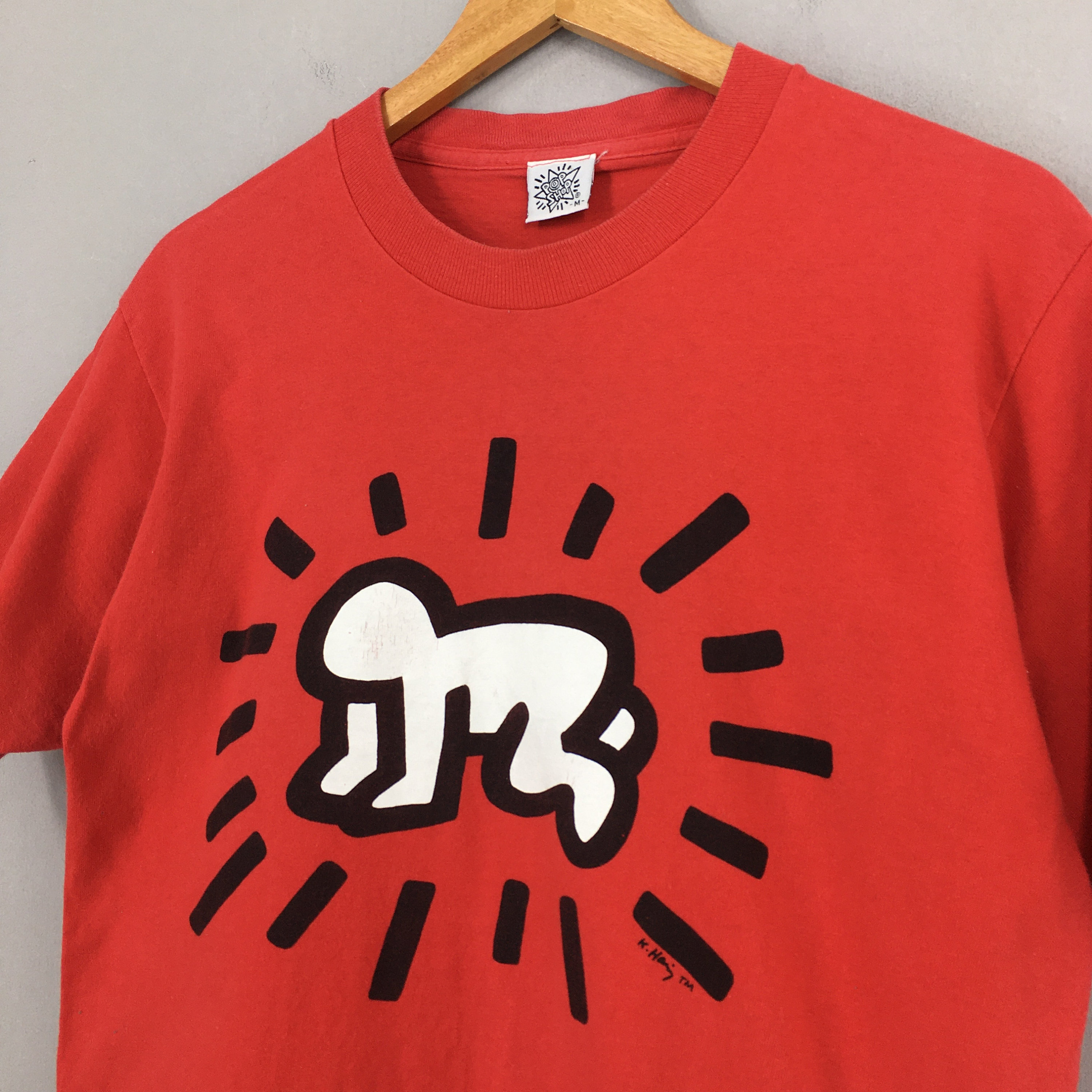 【 PROJECT】25SS★ Keith Haring bear T-shirt Vintage 90's Keith Haring Radiant Baby Pop Art Red T Shirt