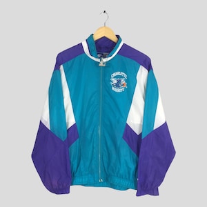 Vintage 90s Charlotte Hornets Nba Basketball Jacket Medium Charlotte Hornets Basketball Sweater Hornets Embroidered Windbreaker Starter M