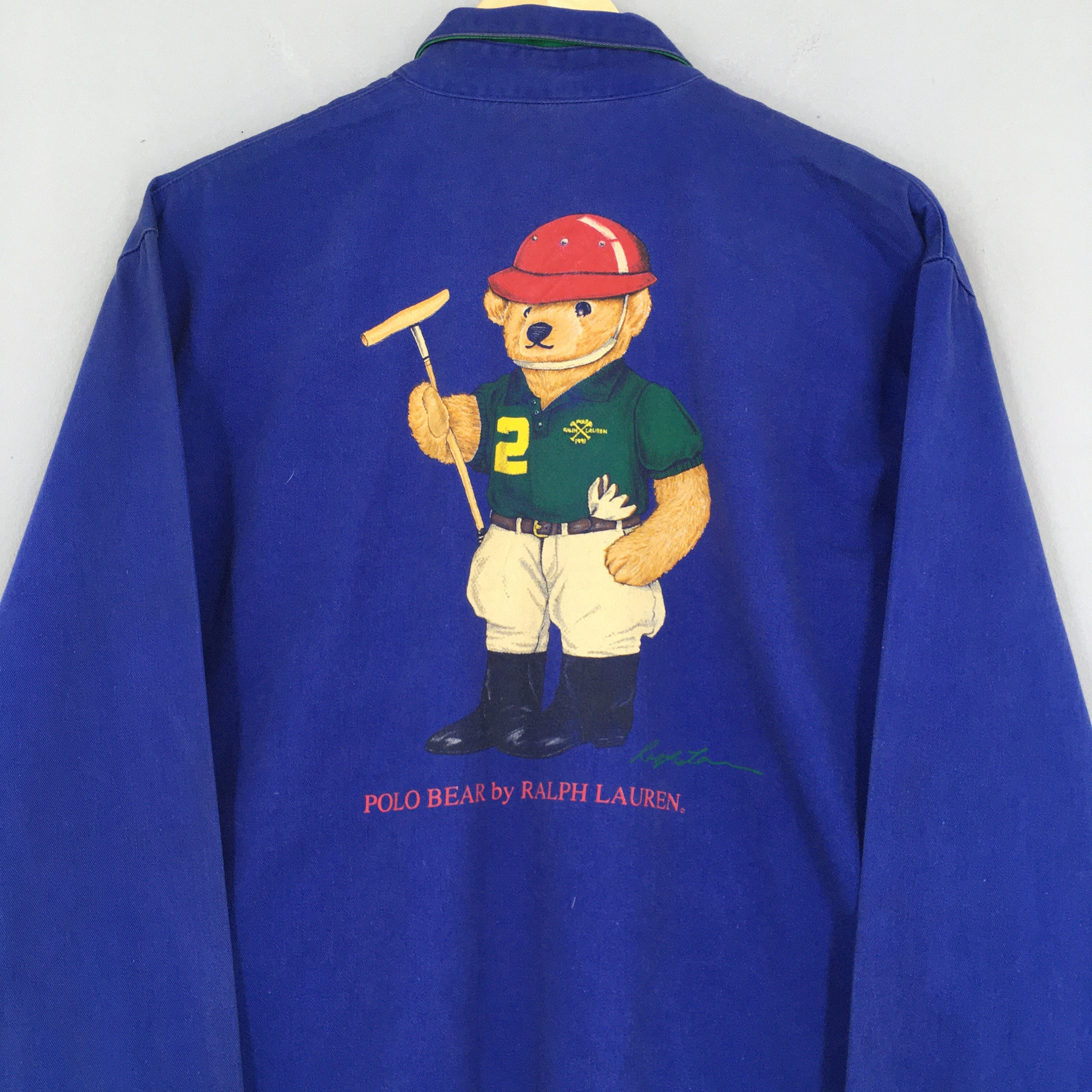 Vintage Polo Bear Ralph Lauren Denim Coat Jacket Size Medium