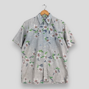 Vintage 90s Reyn Spooner Hawaiian Traditionals Tropical Shirt XLarge Flower Leaves Beach Hawaii Sunwear Tiki Honolulu Surf Cotton Shirt XL