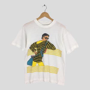 Vintage Sassy City Girl Retro White Tshirt Small Retro Pop Art Fashion Icon Glam Girl Shirt Streetwear Graphic Soft Thin Tee Size S