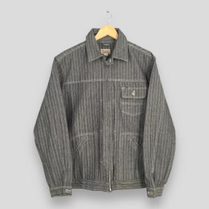 Vintage Smiths American Workers Hickory Stripes Jacket Large 1980s Black Sanforized Jeans Jacket Workwear Union Made Denim Twill Coat Size L