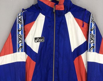 Vintage 90s Asics Japan Windbreaker Hoodie Jacket Xlarge Asics