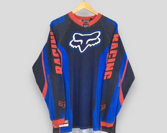 Vintage 90's Fox Racing Team Motocross Overprinted Tshirt Medium Fox Racing Motocross Shirt Extreme Sports Dirt Bike Longsleeve Tees Size M