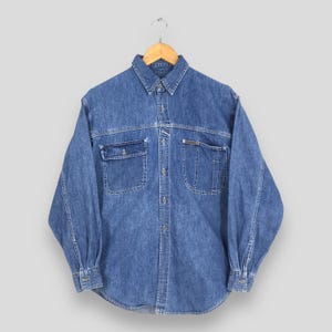 Vintage Calvin Klein Jeans Blue Denim Shirt Small Calvin Klein New York Jeans Flannel CK Calvin Klein Oxfords Button Down Shirt Size S