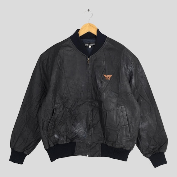 ジャケット・アウター vintage armani jeans lether jacket Vintage Armani Jeans Brown Leather Jacket - Size 50 Gorgeous