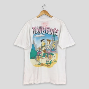 Vintage 90er Jahre The Flintstones American Sitcom Tshirt Medium 90er Jahre Fred Flintstone Cartoon Wilma Flintstone Hanna Barbera White Tee Size M