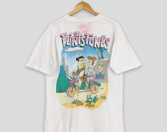 Vintage 90s The Flintstones American Sitcom Tshirt Medium 90s Fred Flintstone Cartoon Wilma Flintstone Hanna Barbera White Tee Size M