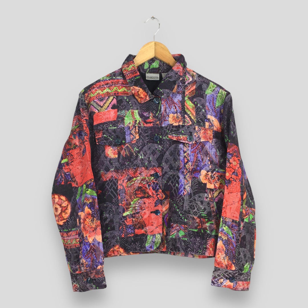 ジャケット・アウター Baroque Vintage 90s Baroque Abstract Psychedelic Multicolor Jacket Small