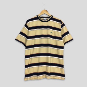 Camiseta Lacoste Sportswear Multicolorida Listrada Vintage Anos 90 Grande Listras Lacoste Streetwear Camisa Lacoste Sportswear Tamanho G