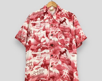 Koszula vintage Real Mccoys Japan Hawaii Rayon, rozmiar M, japońska, hawajska, Tiki, Honolulu, Memphis Blues, lata 50., Aloha, lata 60., zapinana na guziki, rozmiar M