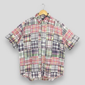 Vintage 90&#39;s Polo Ralph Lauren Checkered Flannel Shirt Large Ralph Lauren Patchwork Plaid Checked Tartan Polo Ralph Lauren Oxfords Size L