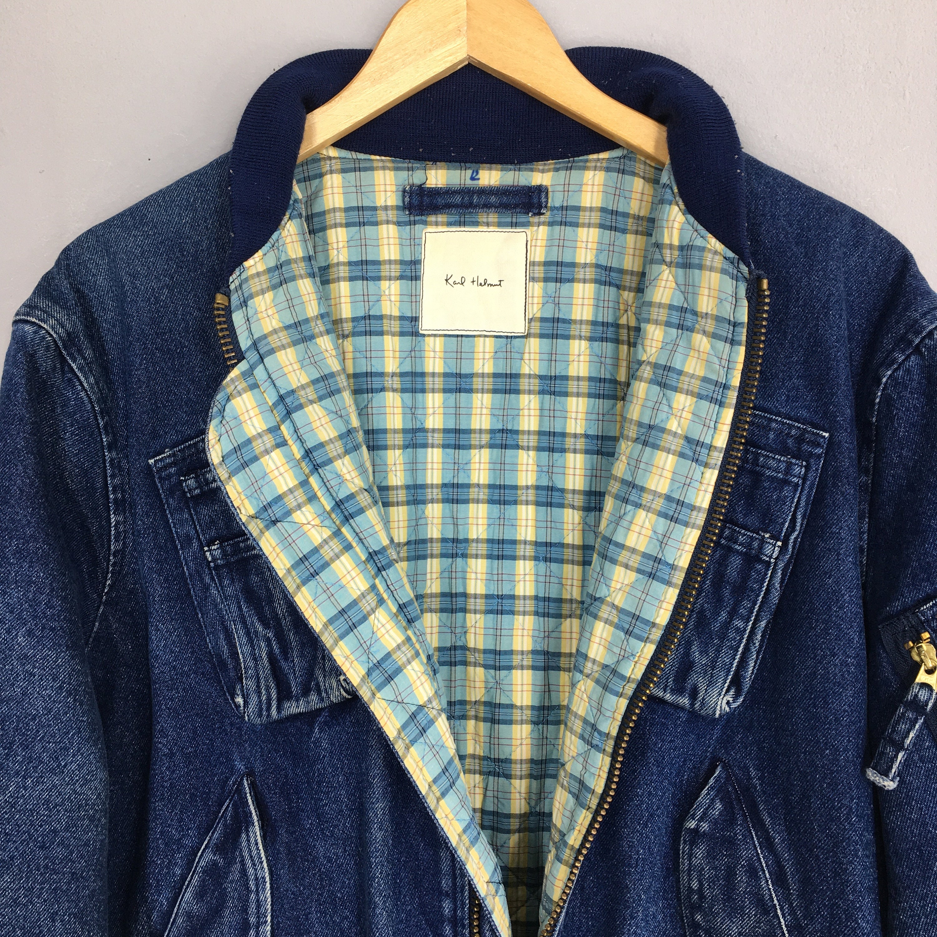 Vintage Karl Helmut Bomber Denim Jacket Large 90s Japanese - Etsy