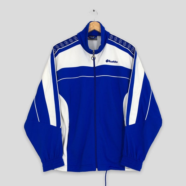 Vintage 90's Lotto Windbreaker Jacket Small Lotto Sportswear Lotto Tennis Track Jacket Blue Zip Up Training Jacket Size S