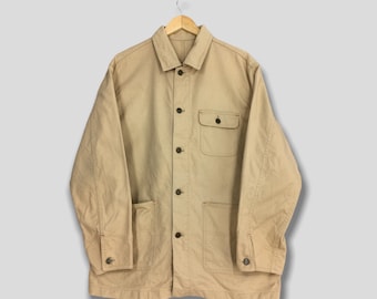 Chaqueta vaquera informal estilo años 80, talla L, estilo granero/campestre, color beige, ideal para el trabajo.