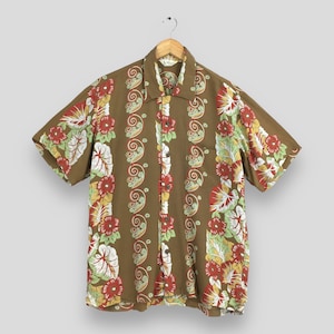 Vintage 80s Duke Kahanamoku Hawaiian Summer Wear Rayon Shirt Large Honolulu Hale Floral Hibiscus Aloha Shirt Hawaii Surf Shirt Button Size L