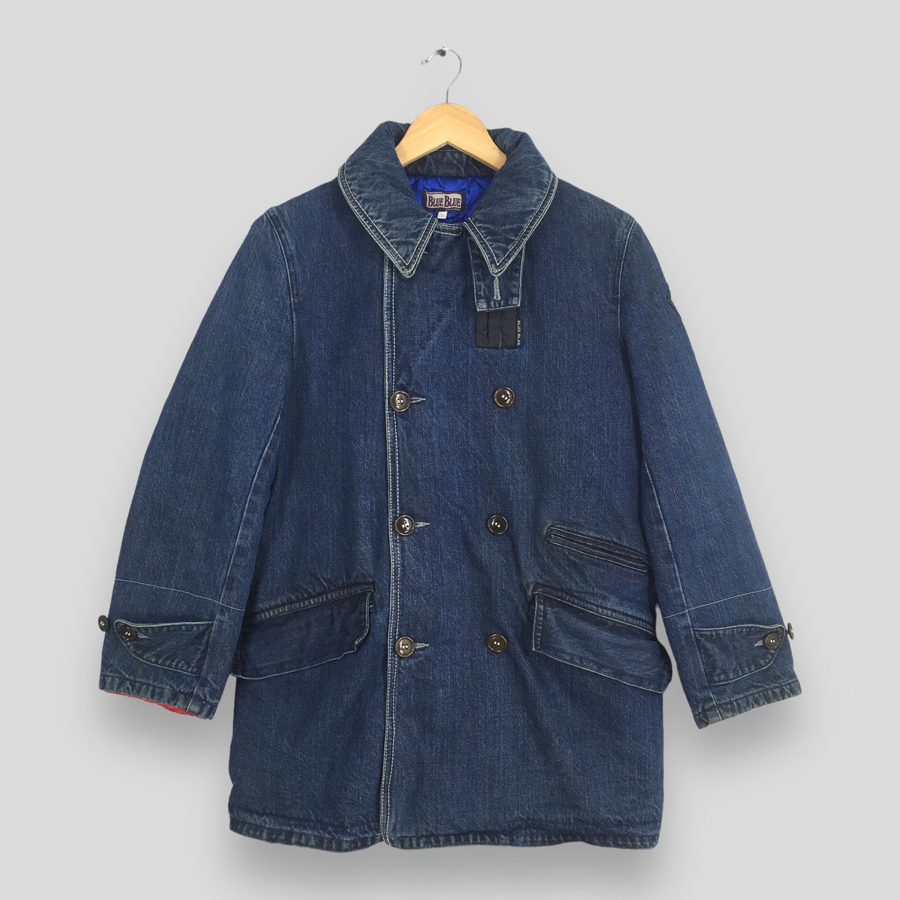 ~90's Japan製 Cotton Pique Coverall JKT Double Cloth Sashiko Coverall Jacket in Pure Indigo – Blue