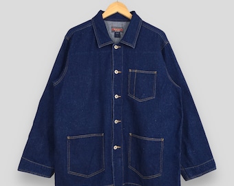 Vintage Rollergear Workwear Denim Jacket Large 1980s Union Made Style Denim Blue Jeans Jacket Men's Outerwear Workers American Coat Size L