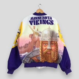 vintage des années 90 Minnesota Vikings NFL Football veste en satin XL grande taille Football américain Rugby Minnesota Vikings veste universitaire craie ligne taille XL