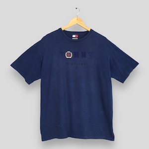 Vintage Tommy Hilfiger Blue T shirt XLarge 90's Tommy Hilfiger Spell Out Tees Tommy Jeans Sports Tees Size XL