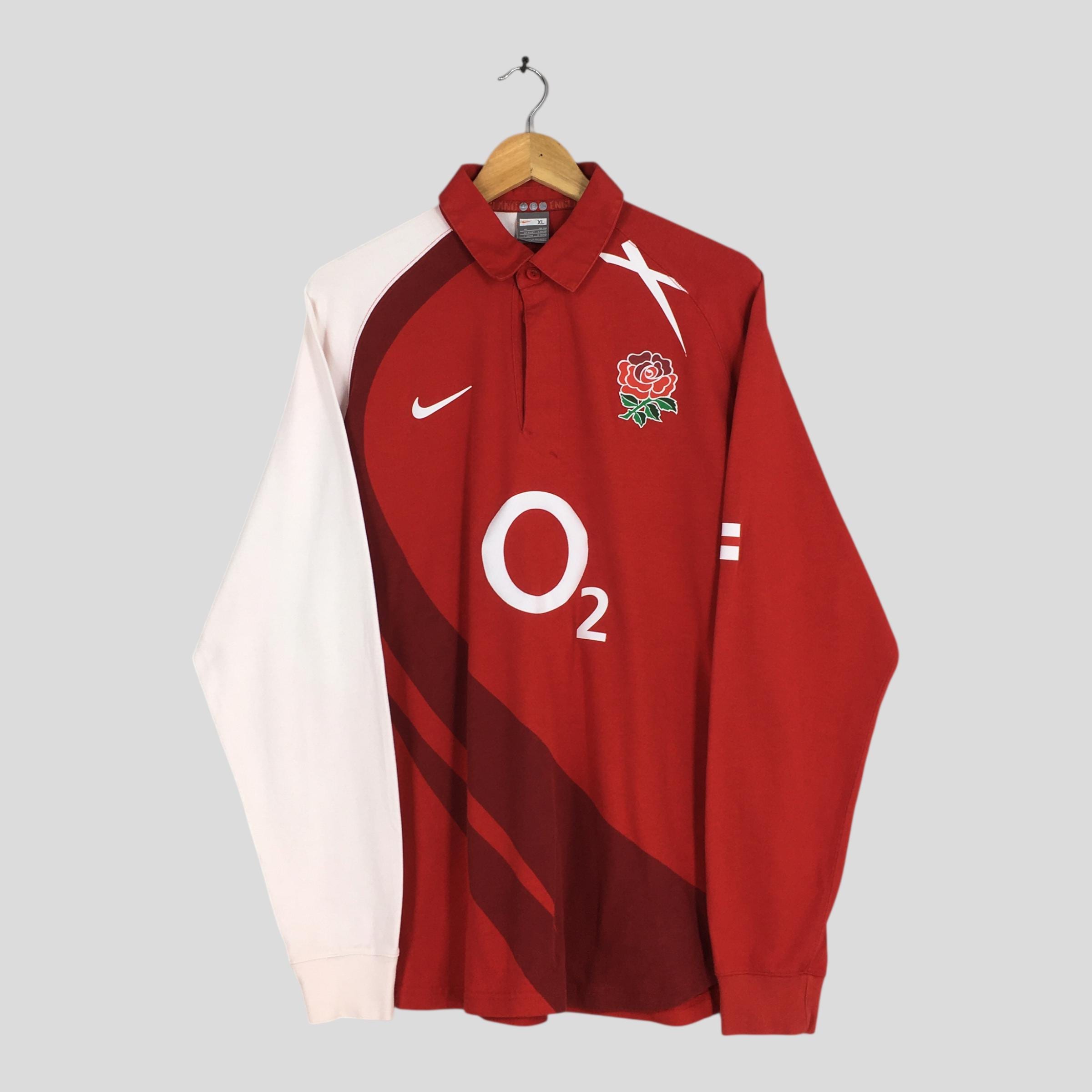 England 07-09 NIKE O2 ラガーシャツ L イングランド代表 Vintage Y2K Nike O2 England Rugby Jersey Polo Rugby Shirt Xlarge