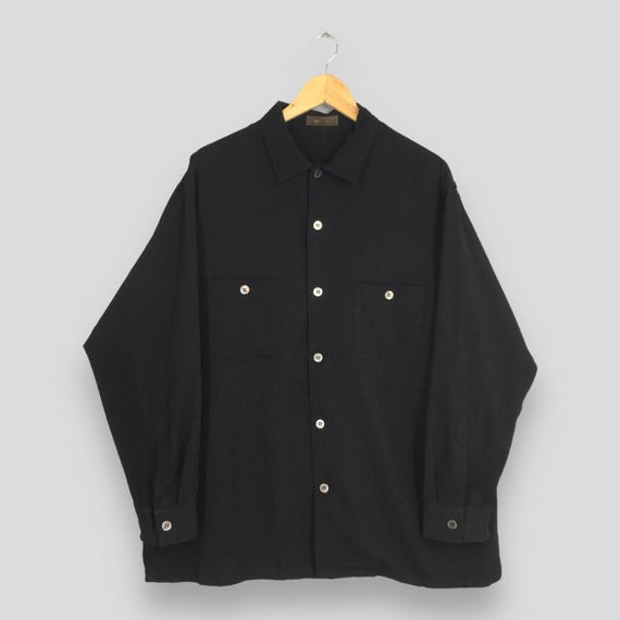 Vintage Ys for Men Yohji Yamamoto Black Wool Shirt Xlarge Ys