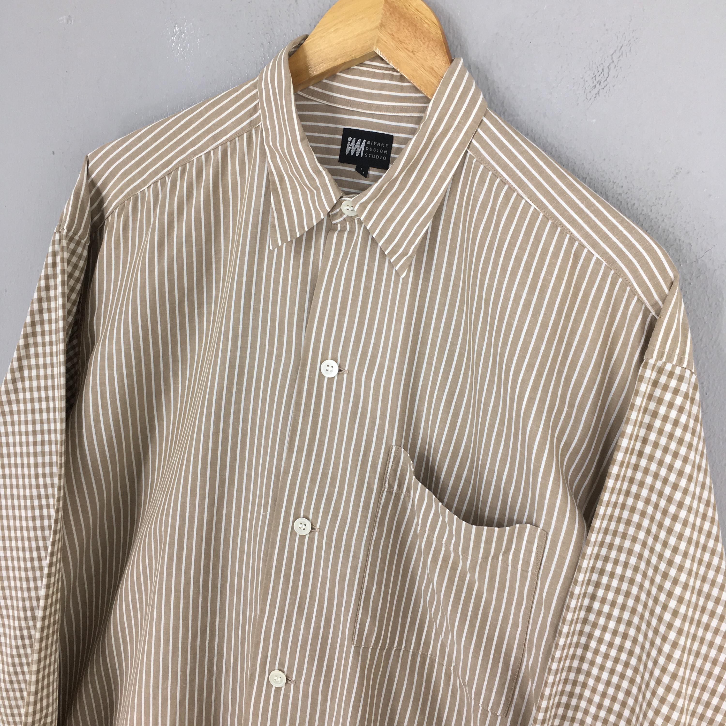 トップス 90s- im issey miyake stripe shirt Vintage 90s Issey Miyake Brown Stripes Shirt Large IM Product