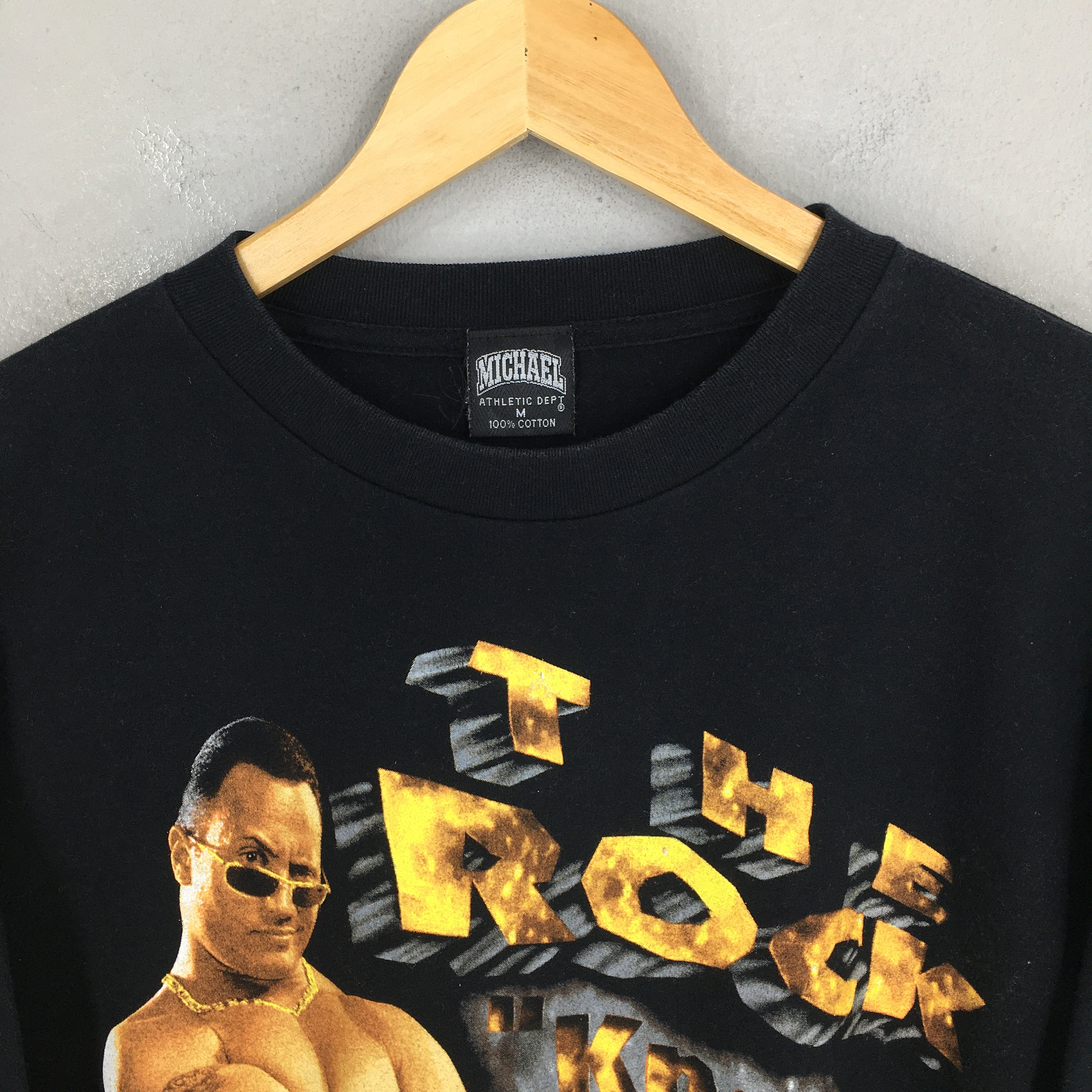 Vintage 90's WWE the Rock Dwayne Black T Shirt Medium American