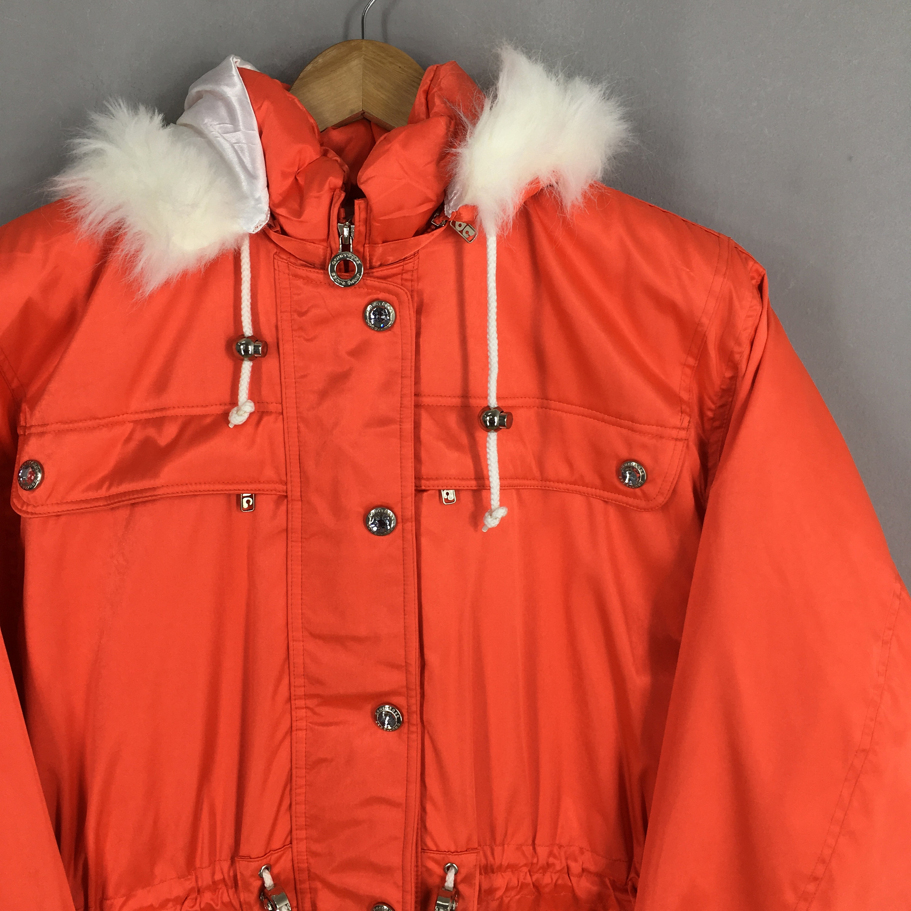Vintage 90's Courreges Ski Wear Orange Hoodie Jacket Large
