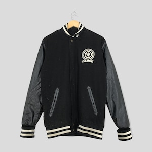 Vintage 90s Element Wolfeboro Collection Wool Varsity Jacket Large College Style Preppy Coat Embroidered Pvc Leather Stadium Jacket Size L