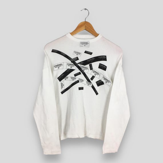 Vintage 1990s Chanel Boutique Women White Tshirt Small 90s Chanel