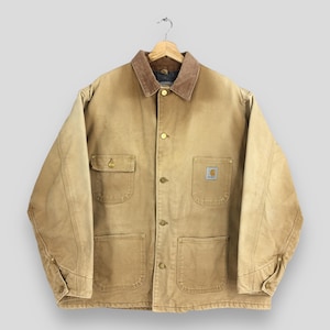 Vintage Carhartt Michigan Workers Jacket 2XLarge Carhartt Michigan Chore Duck Brown Denim Jacket Carhartt Work Wear Western Barn Field XXL